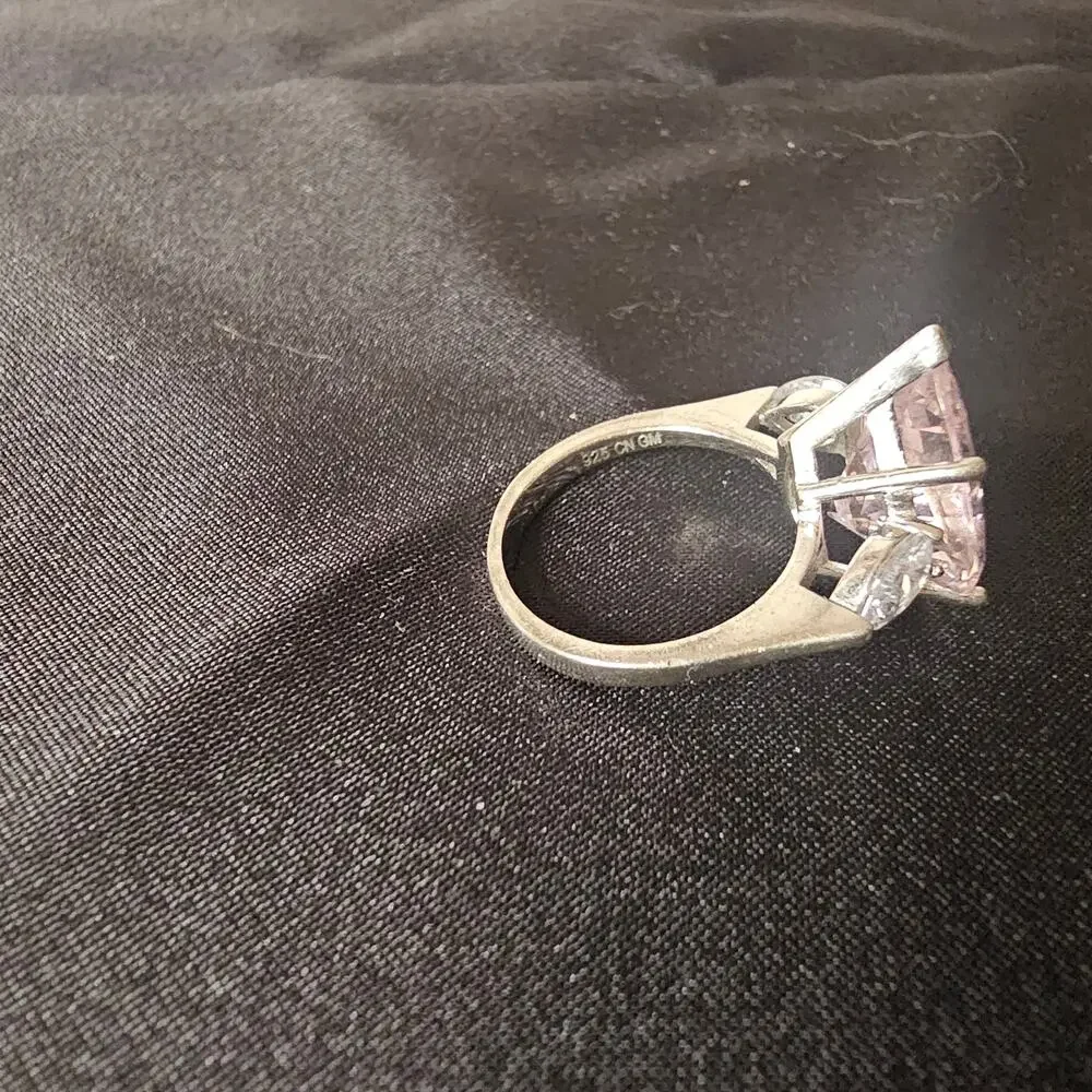 JTV Bella Luce 18.25 ctw Pink Pear-Cut and White Diamond Simulants Rhodium 925